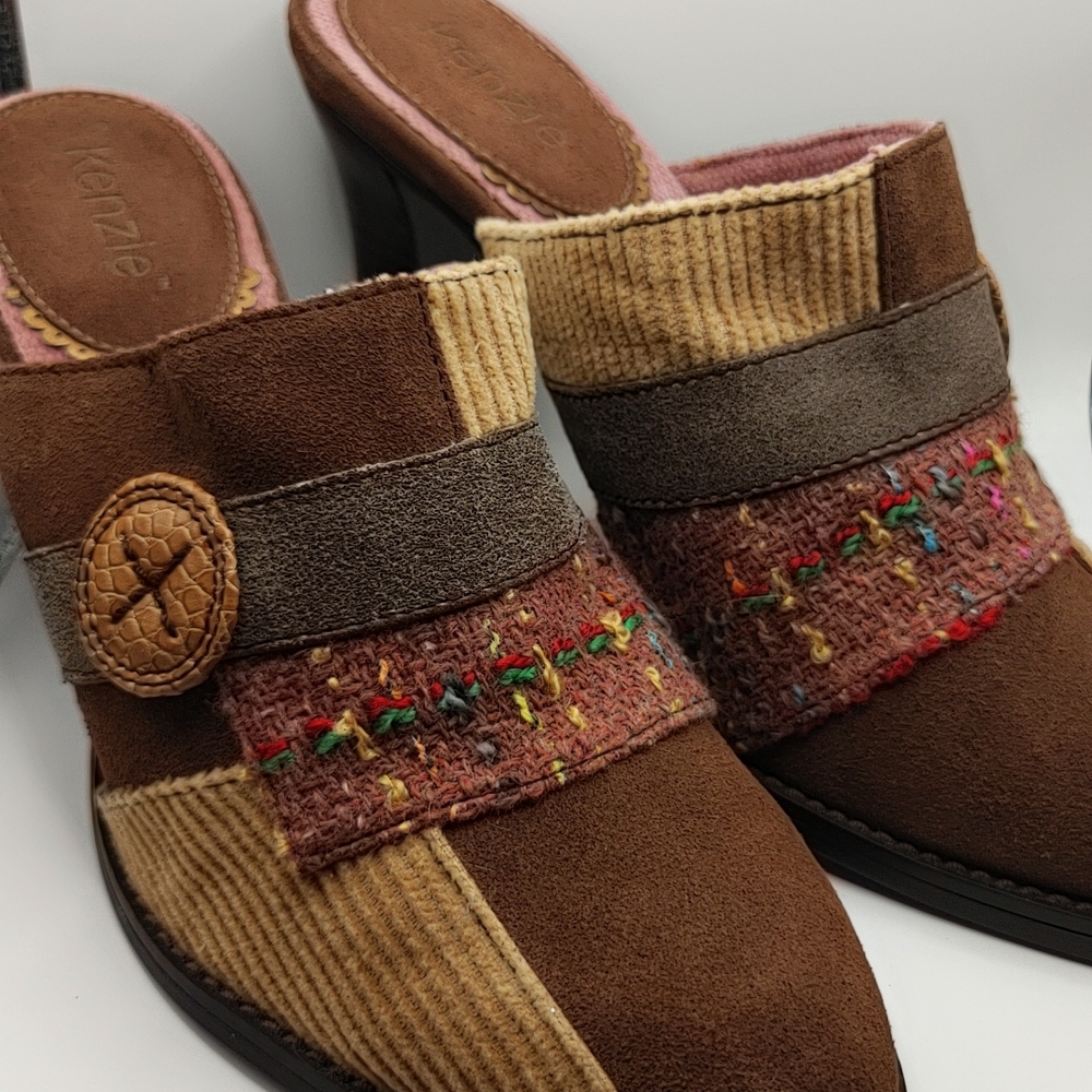 Kenzie Women's Brown Patchwork Mules